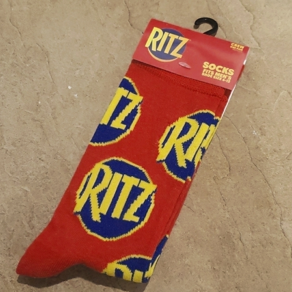 4/$25 Ritz Cracker Novelty Crew Socks Unisex New - Picture 4 of 8